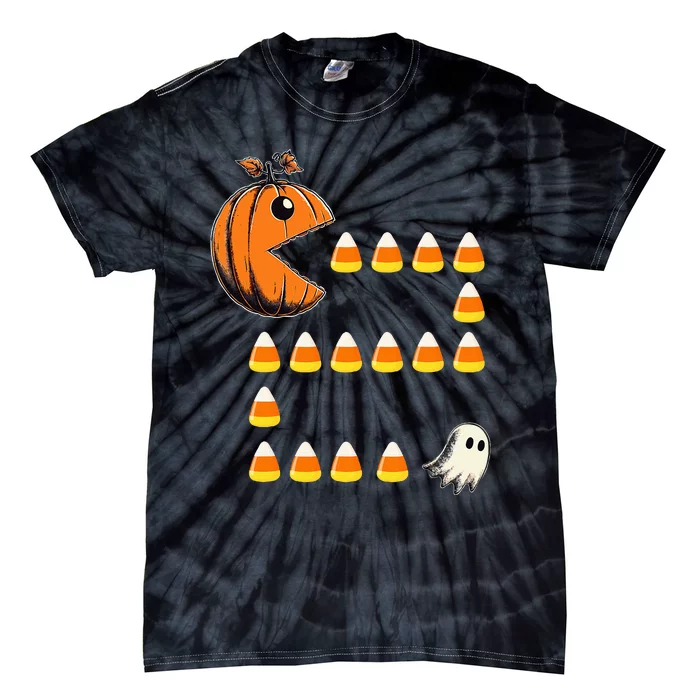 Halloween Jack O Lantern Pumpkin Eating Candy Corn Tie-Dye T-Shirt