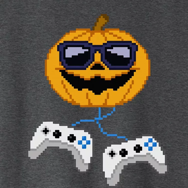 Halloween Jack O Lantern Pixelated Gaming Gamer Women's Crop Top Tee