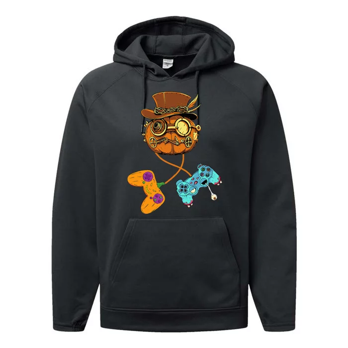 Halloween Jack O Lantern Gamer Funny Pumpkin Performance Fleece Hoodie