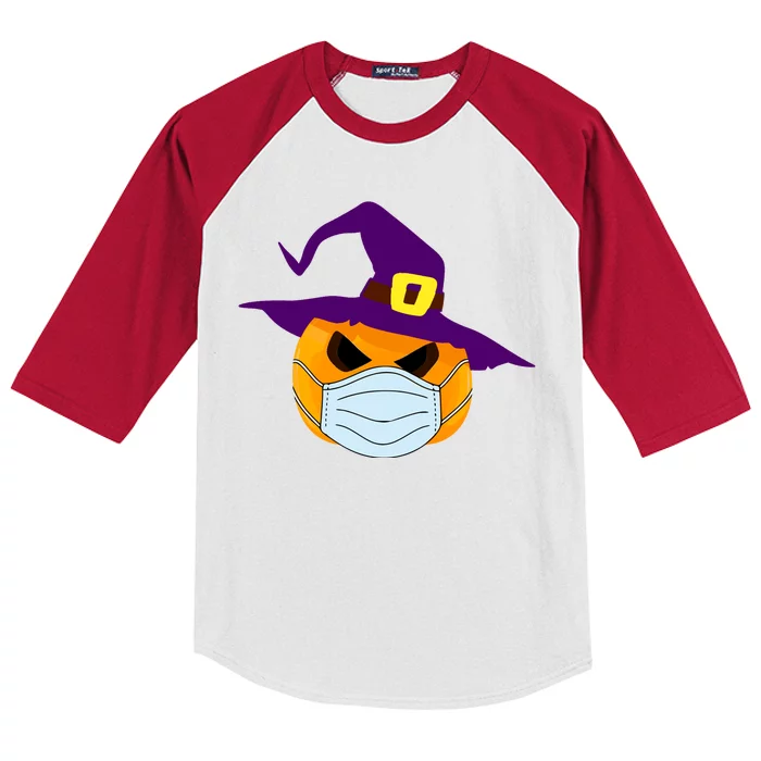 Halloween Jack O Lantern Masked Up Kids Colorblock Raglan Jersey