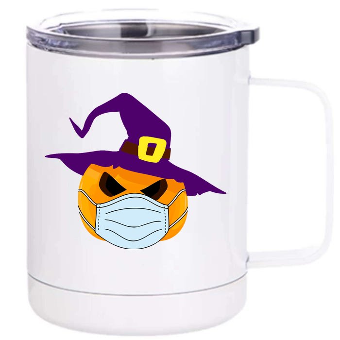 Halloween Jack O Lantern Masked Up Front & Back 12oz Stainless Steel Tumbler Cup