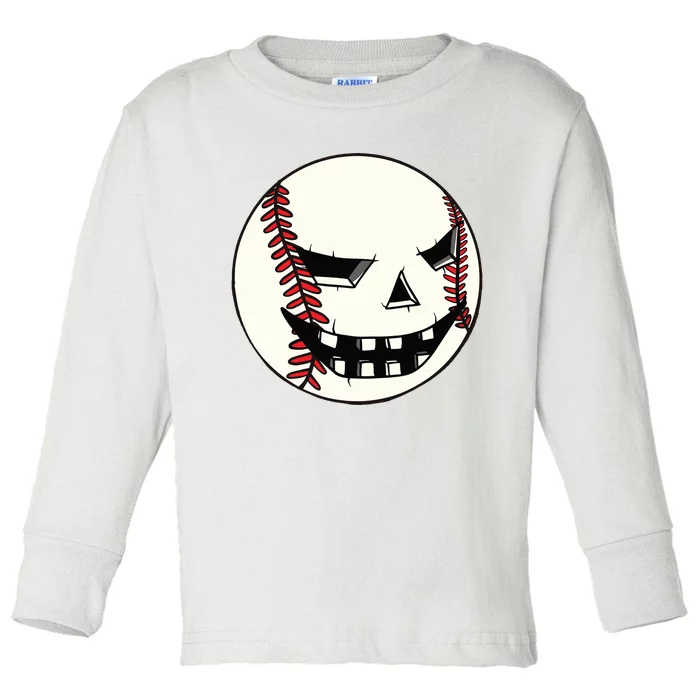 Halloween Jack O Lantern Baseball Player Coach Pitcher Toddler Long Sleeve Shirt