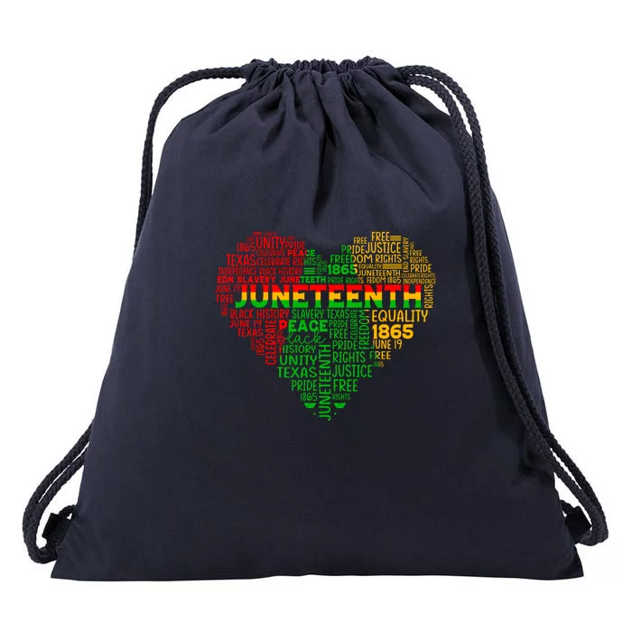 Heart Juneteenth Since 1865 Afro America Typography Gift Drawstring Bag