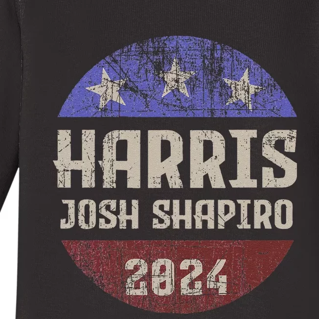 Harris Josh Shapiro 2024 President Vp Usa Election Patriotic Baby Long Sleeve Bodysuit