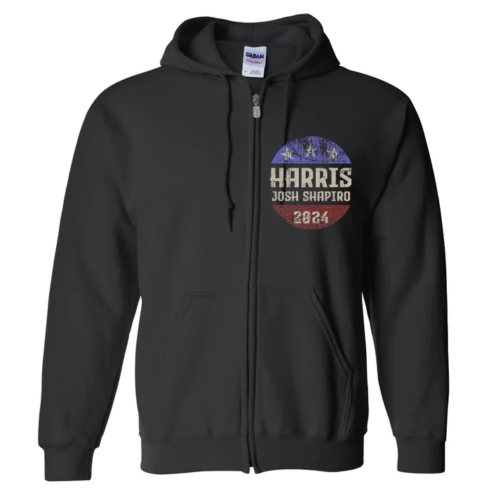 Harris Josh Shapiro 2024 President Vp Usa Election Patriotic Full Zip Hoodie