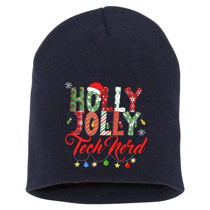 Holly Jolly Tech Nerd Short Acrylic Beanie