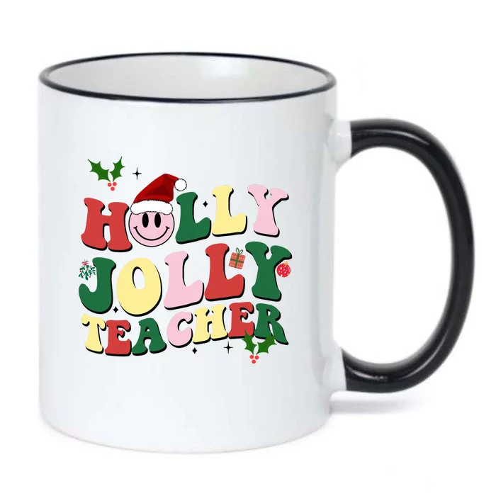 Holly Jolly Teacher Cute Christmas Gift Black Color Changing Mug