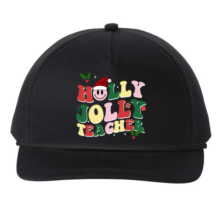 Holly Jolly Teacher Cute Christmas Gift Snapback Five-Panel Rope Hat