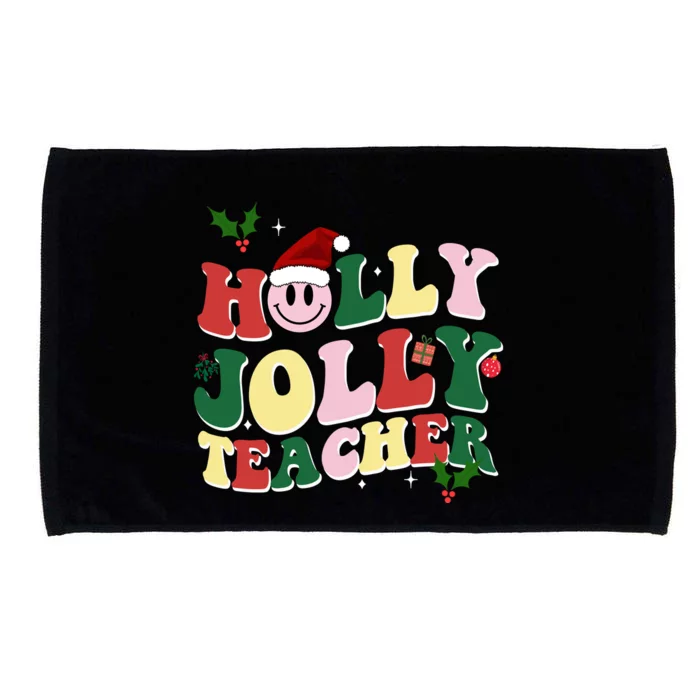 Holly Jolly Teacher Cute Christmas Gift Microfiber Hand Towel