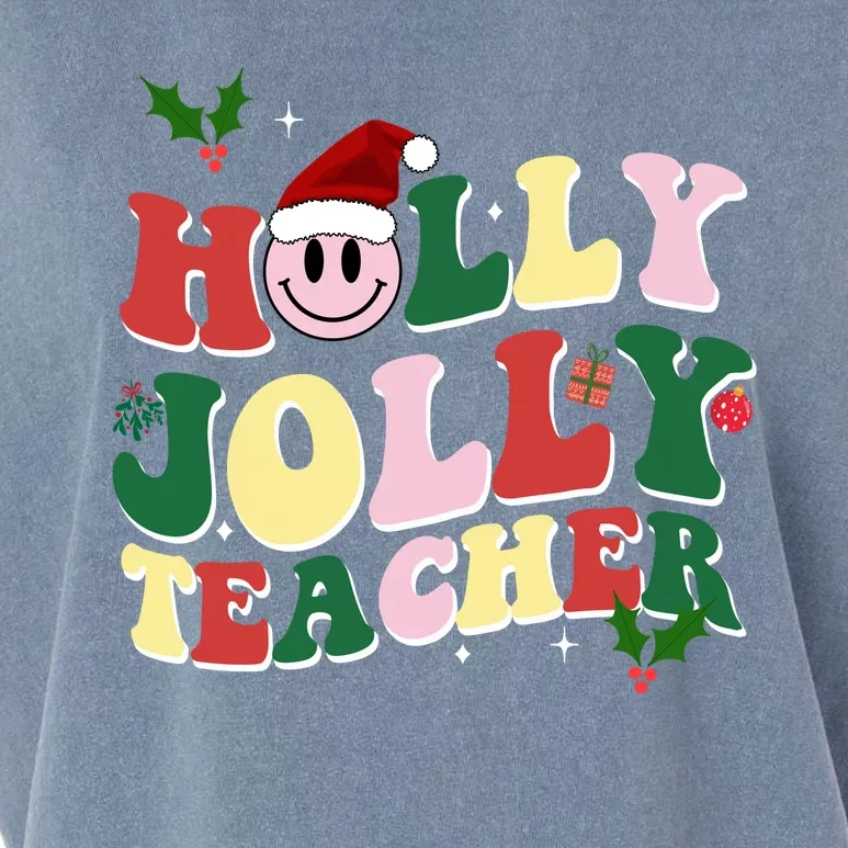 Holly Jolly Teacher Cute Christmas Gift Garment-Dyed Women's Muscle Tee