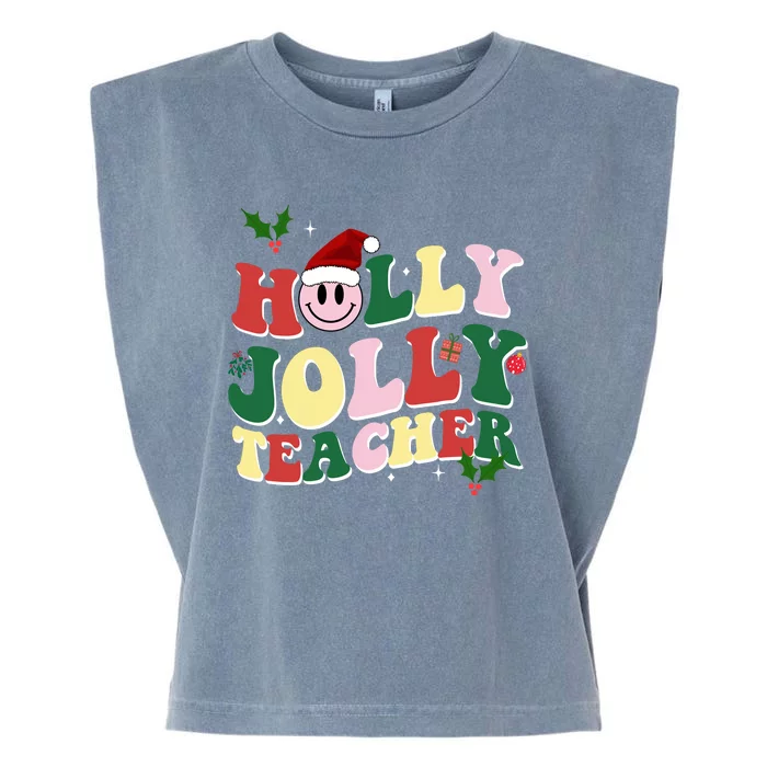 Holly Jolly Teacher Cute Christmas Gift Garment-Dyed Women's Muscle Tee