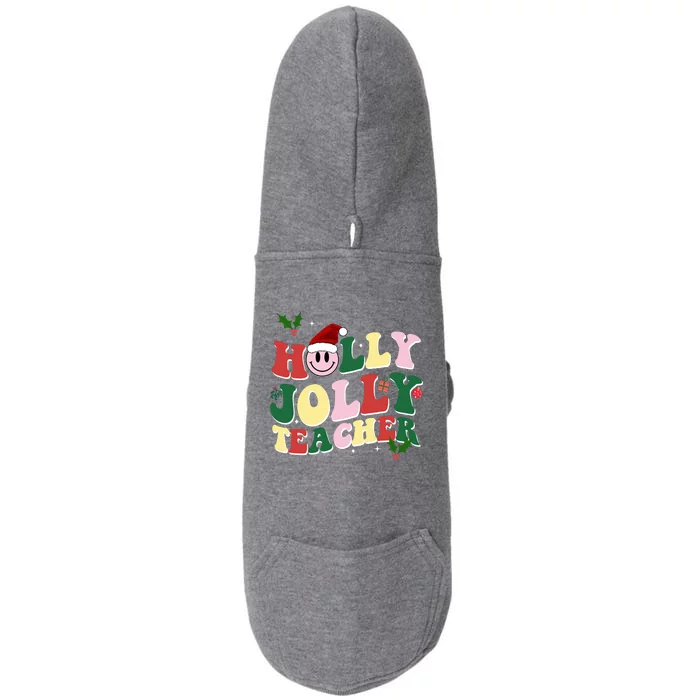 Holly Jolly Teacher Cute Christmas Gift Doggie 3-End Fleece Hoodie