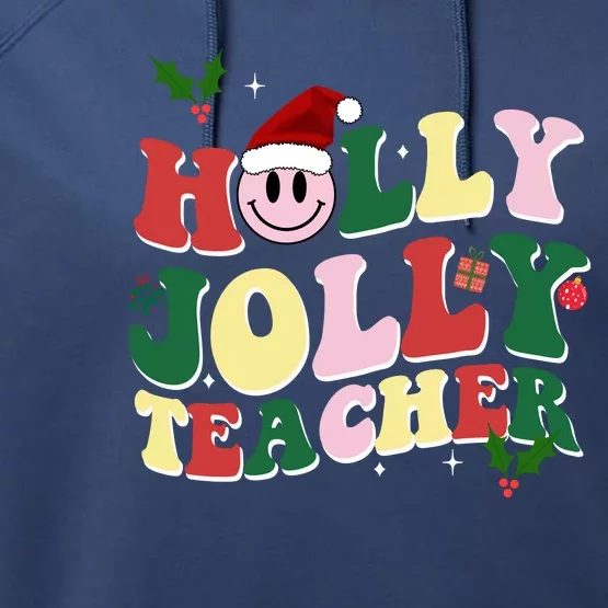 Holly Jolly Teacher Cute Christmas Gift Performance Fleece Hoodie