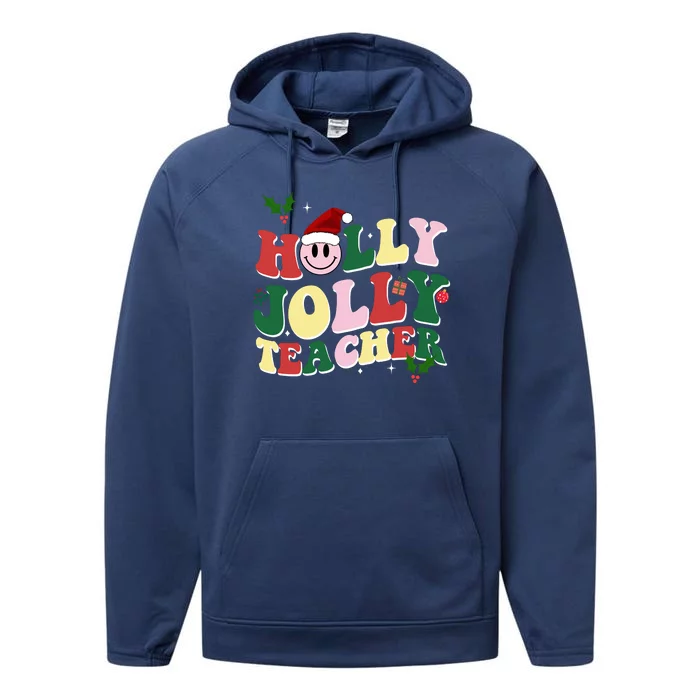 Holly Jolly Teacher Cute Christmas Gift Performance Fleece Hoodie