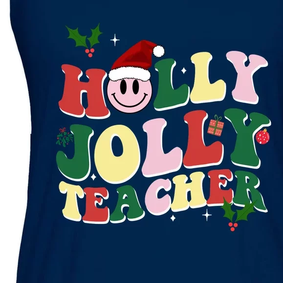 Holly Jolly Teacher Cute Christmas Gift Ladies Essential Flowy Tank