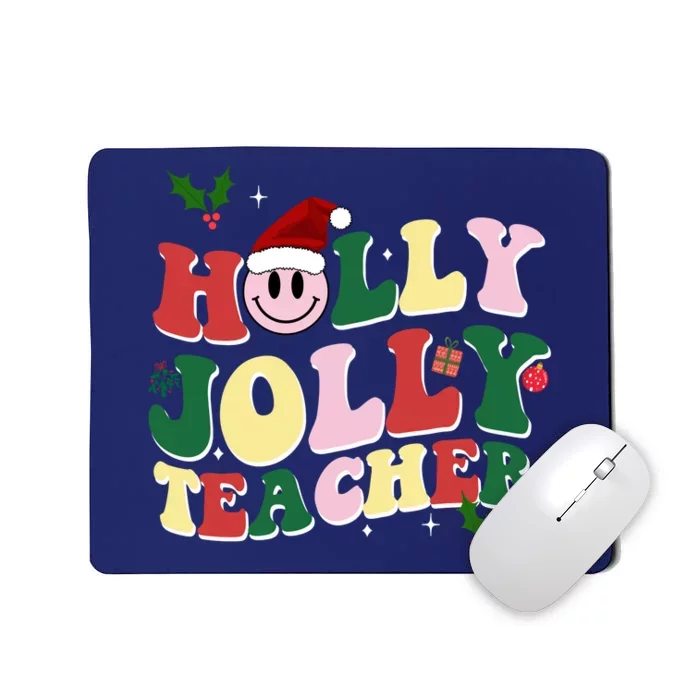 Holly Jolly Teacher Cute Christmas Gift Mousepad