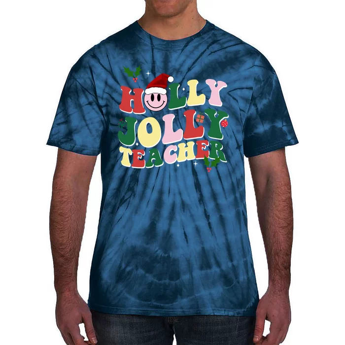 Holly Jolly Teacher Cute Christmas Gift Tie-Dye T-Shirt