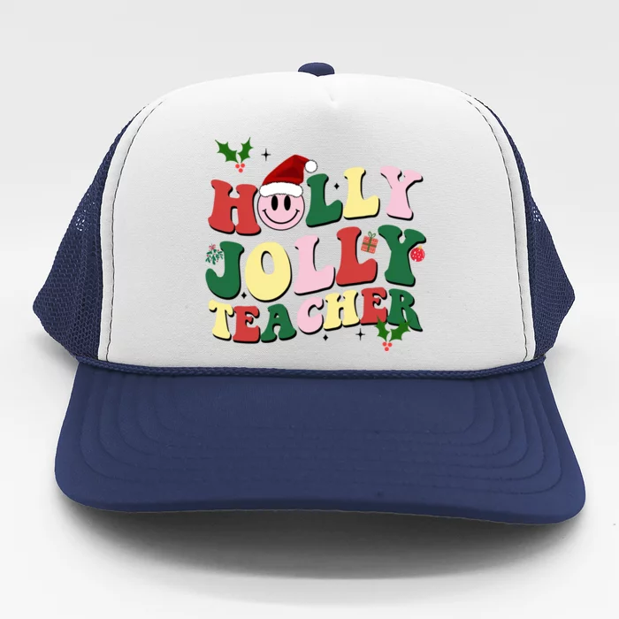 Holly Jolly Teacher Cute Christmas Gift Trucker Hat