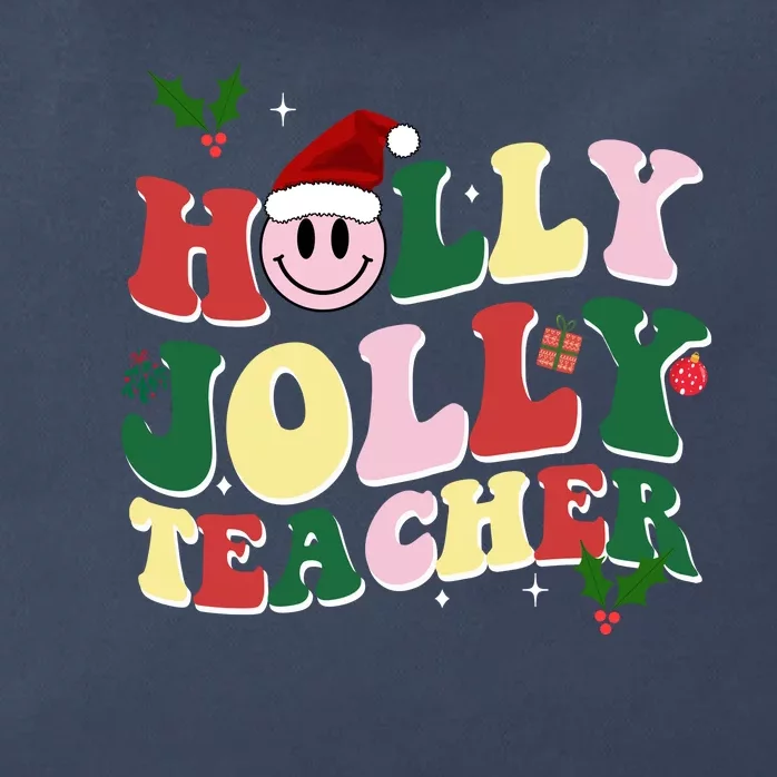 Holly Jolly Teacher Cute Christmas Gift Zip Tote Bag