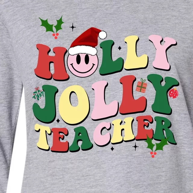 Holly Jolly Teacher Cute Christmas Gift Womens Cotton Relaxed Long Sleeve T-Shirt