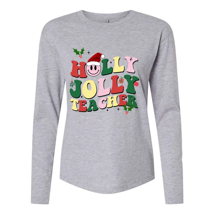 Holly Jolly Teacher Cute Christmas Gift Womens Cotton Relaxed Long Sleeve T-Shirt