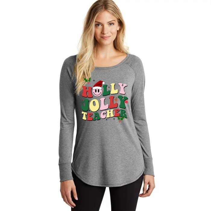 Holly Jolly Teacher Cute Christmas Gift Women's Perfect Tri Tunic Long Sleeve Shirt