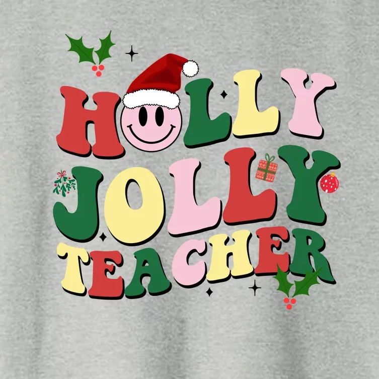 Holly Jolly Teacher Cute Christmas Gift Women's Crop Top Tee