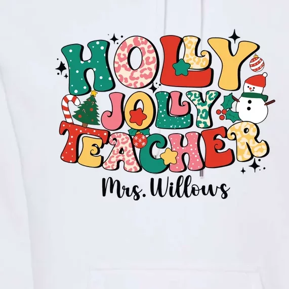 Holly Jolly Teacher Christmas Premium Hoodie