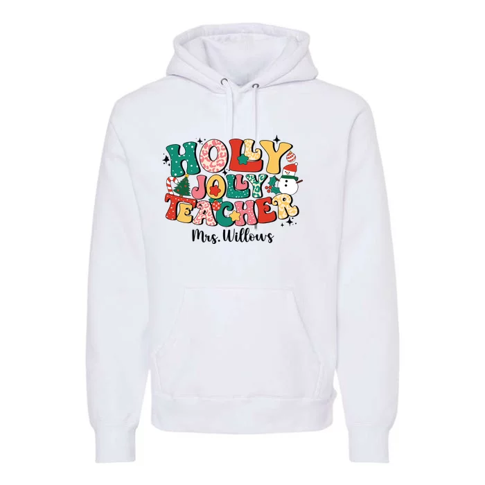 Holly Jolly Teacher Christmas Premium Hoodie