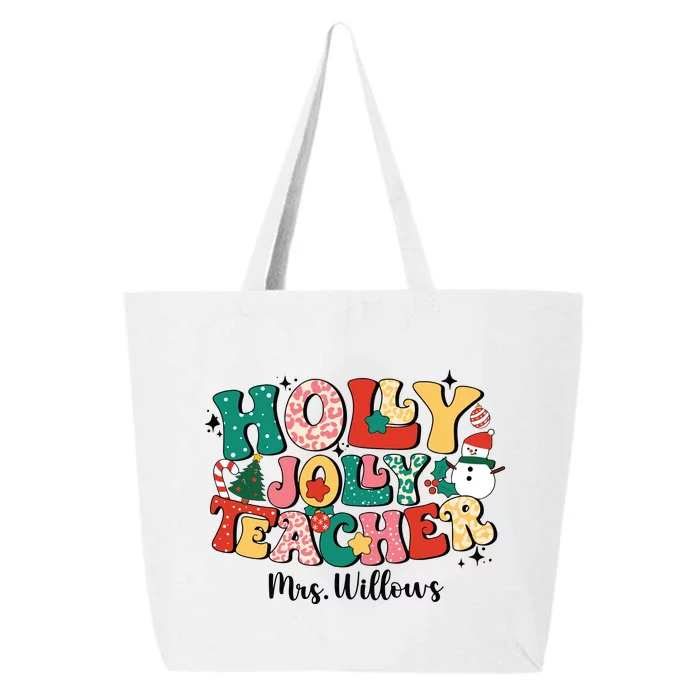 Holly Jolly Teacher Christmas 25L Jumbo Tote