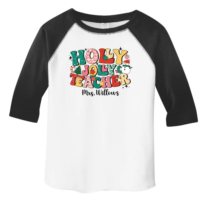 Holly Jolly Teacher Christmas Toddler Fine Jersey T-Shirt