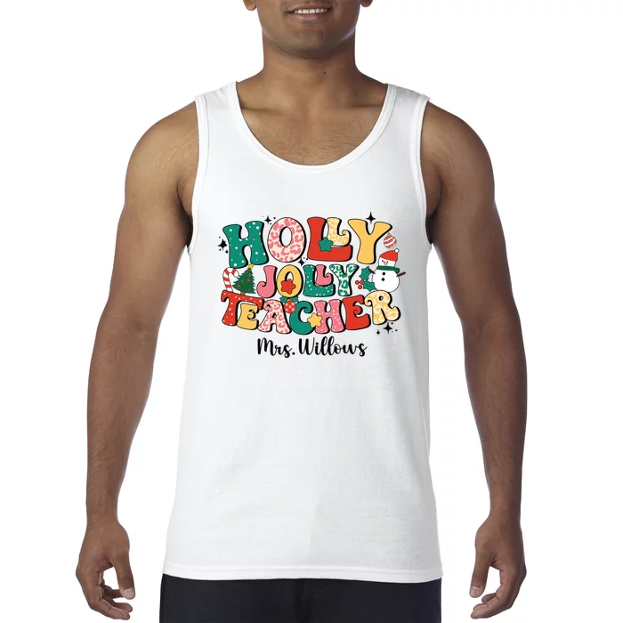 Holly Jolly Teacher Christmas Tank Top