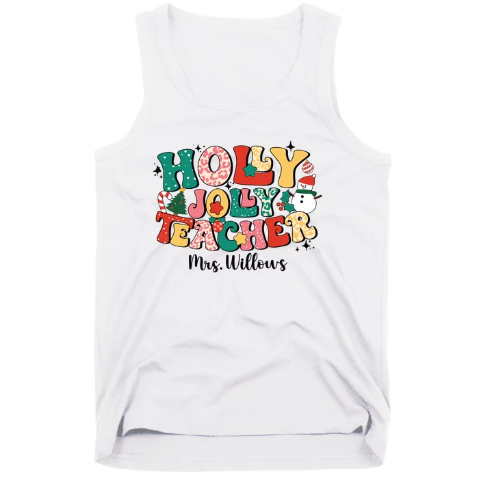 Holly Jolly Teacher Christmas Tank Top