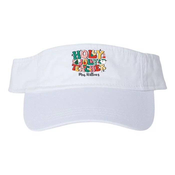 Holly Jolly Teacher Christmas Valucap Bio-Washed Visor