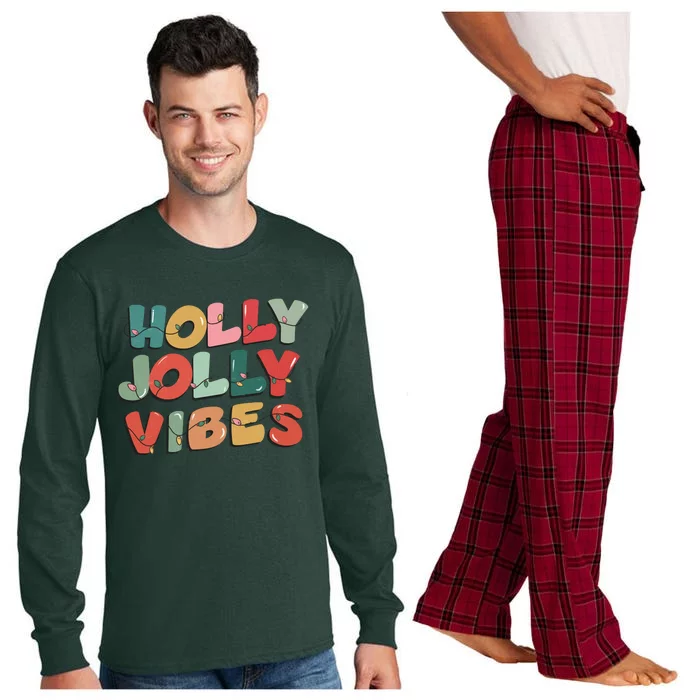 Holly Jolly Vibes Christmas Lights Long Sleeve Pajama Set