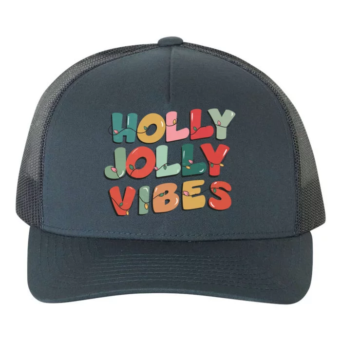 Holly Jolly Vibes Christmas Lights Yupoong Adult 5-Panel Trucker Hat