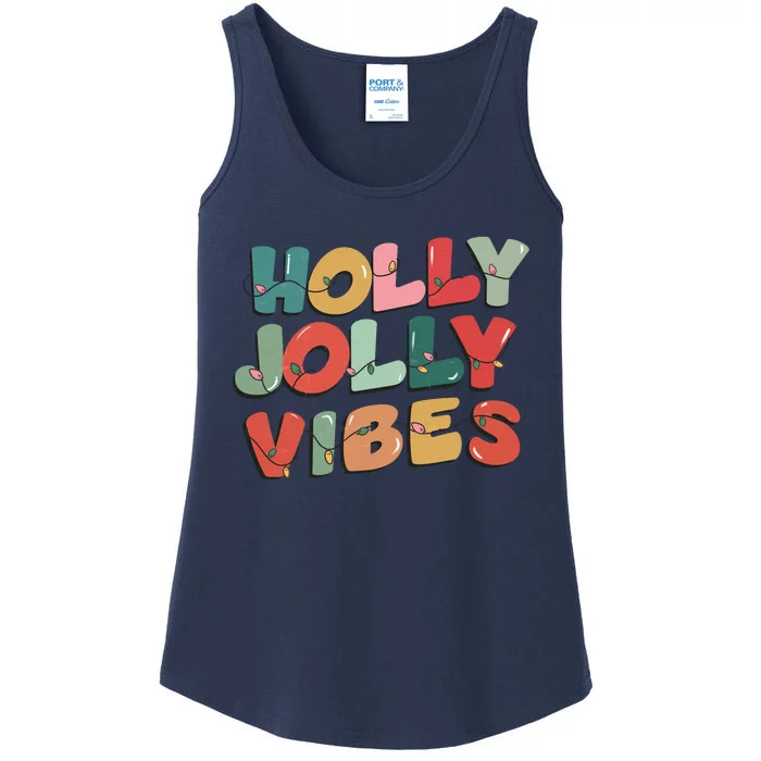 Holly Jolly Vibes Christmas Lights Ladies Essential Tank