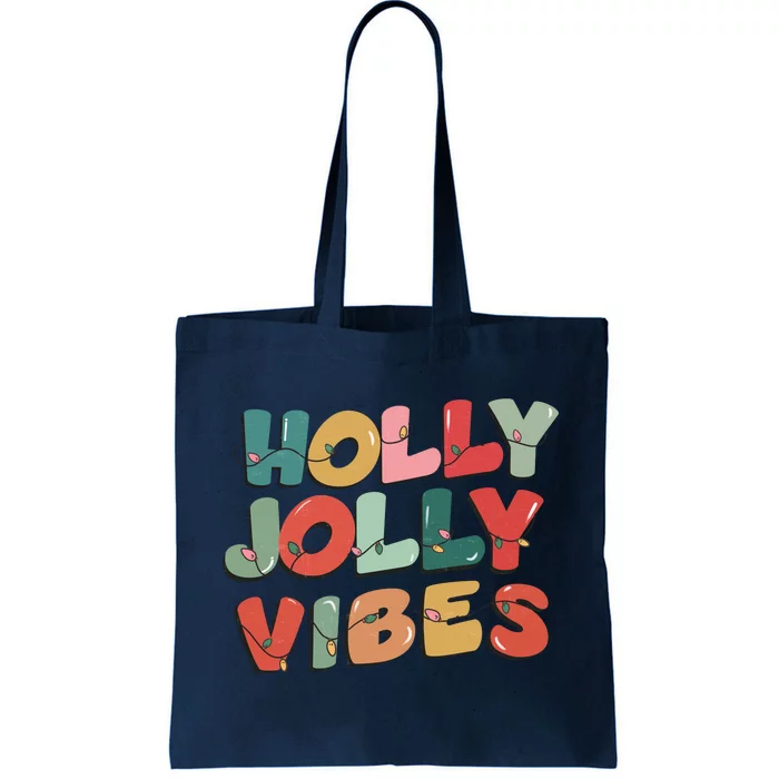 Holly Jolly Vibes Christmas Lights Tote Bag