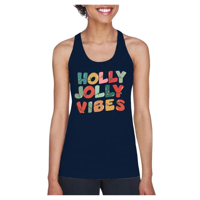 Holly Jolly Vibes Christmas Lights Women's Racerback Tank