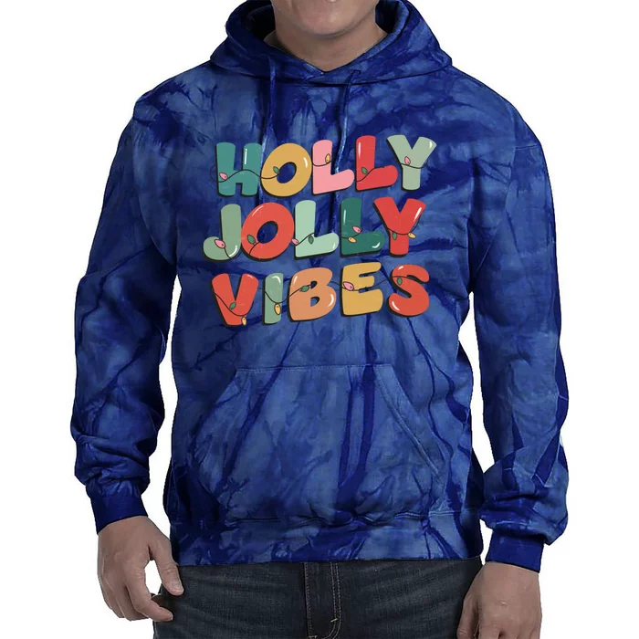 Holly Jolly Vibes Christmas Lights Tie Dye Hoodie