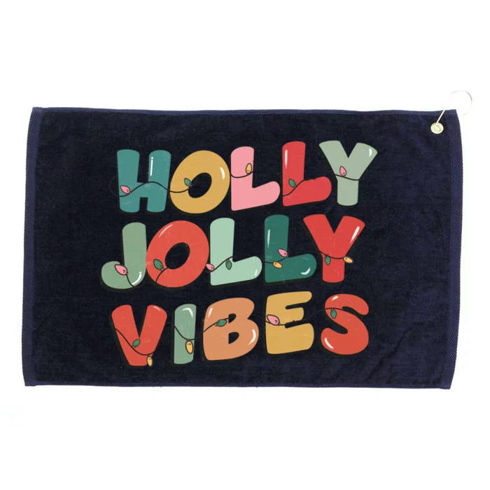 Holly Jolly Vibes Christmas Lights Grommeted Golf Towel