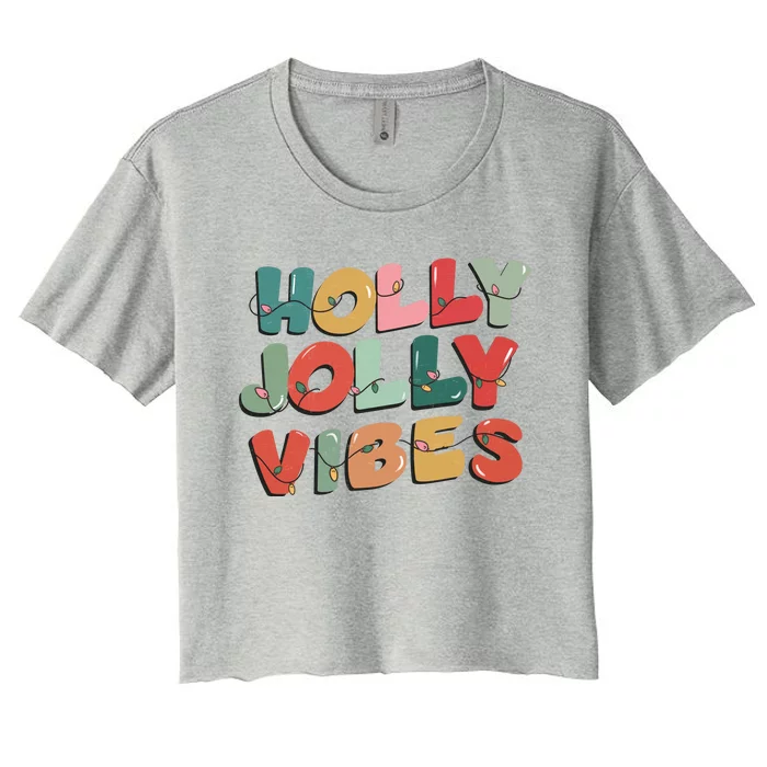 Holly Jolly Vibes Christmas Lights Women's Crop Top Tee