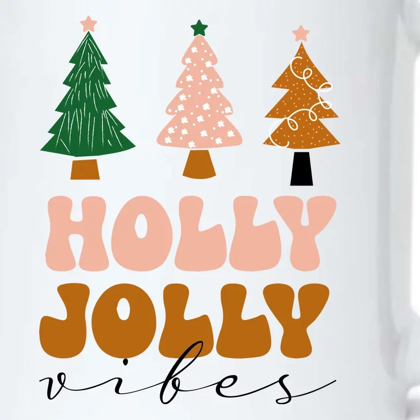 Holly Jolly Vibes Retro Groovy Black Color Changing Mug