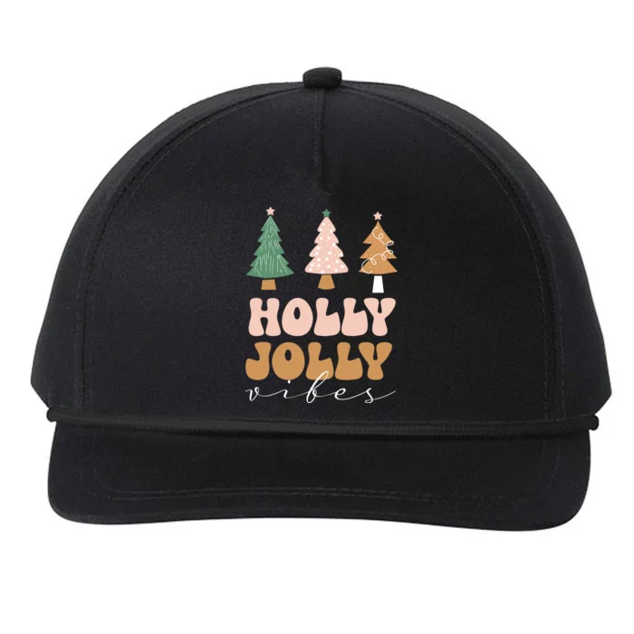 Holly Jolly Vibes Retro Groovy Snapback Five-Panel Rope Hat