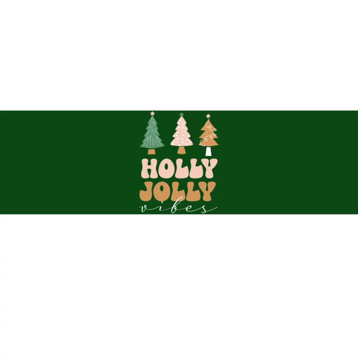 Holly Jolly Vibes Retro Groovy Bumper Sticker