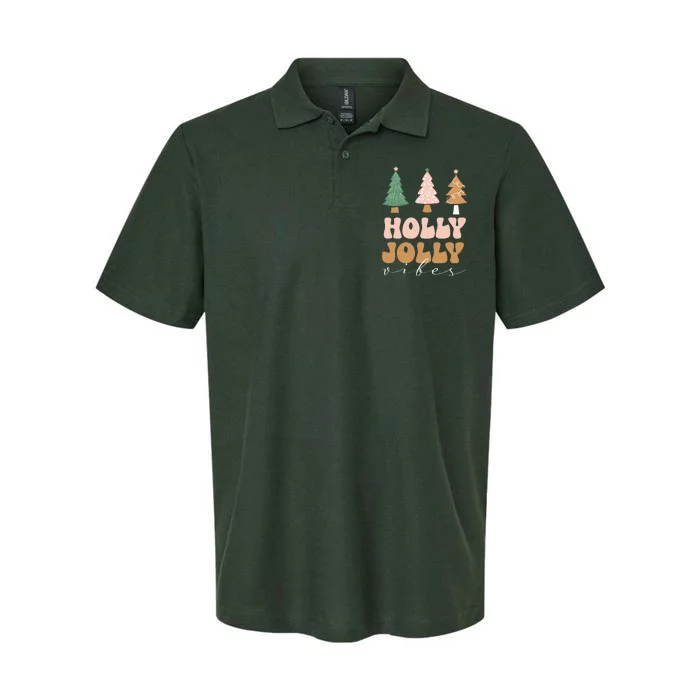 Holly Jolly Vibes Retro Groovy Softstyle Adult Sport Polo