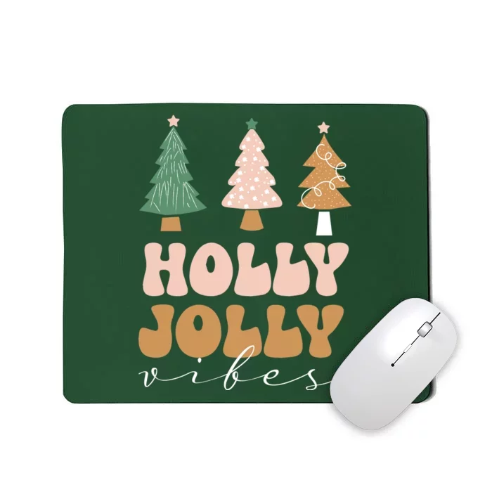 Holly Jolly Vibes Retro Groovy Mousepad