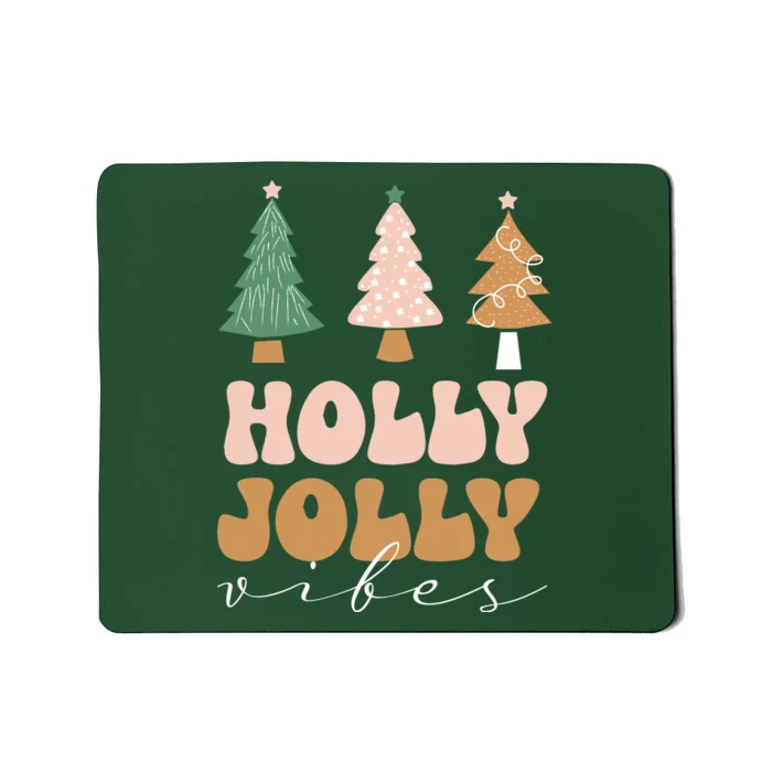 Holly Jolly Vibes Retro Groovy Mousepad