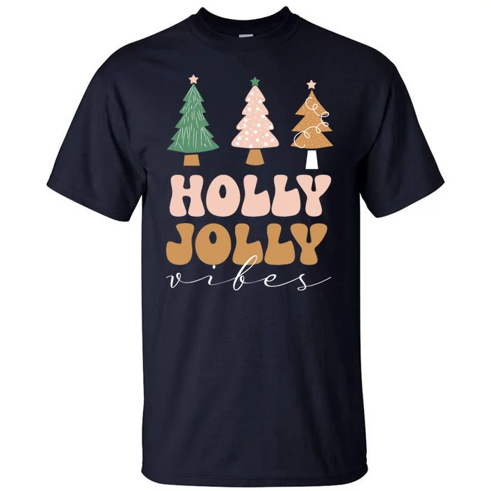 Holly Jolly Vibes Retro Groovy Tall T-Shirt