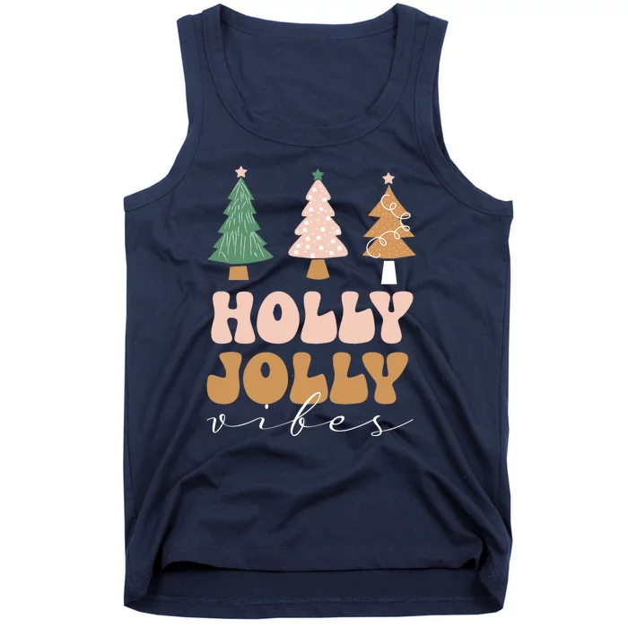 Holly Jolly Vibes Retro Groovy Tank Top